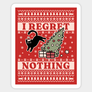 On The Naughty List And I Regret Nothing Cat Ugly Christmas Sticker